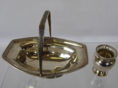 A Silver Basket Bon Bon Dish, marks rubbed together with a silver tested miniature vase, approx