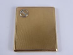 A 9 ct Gold Engine-Turned Cigarette Case, mm SJR the case having a white gold initial I, cartouche