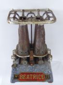 A Vintage Beatrice Enamel Based Paraffin Camping Stove.