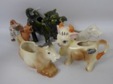 A Collection of Eight Porcelain Creamers, including 320 Filler Hand Painted, Madeim, Portugal,