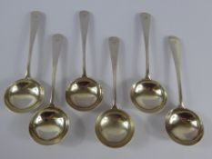 A Set of Six Silver Bouillon Spoons, London hallmark dd 1933, mm Richard Woodman Burbridge for