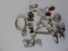 Miscellaneous Silver Jewellery, including pendants, amethyst earrings, bracelet, Nelson Hospital