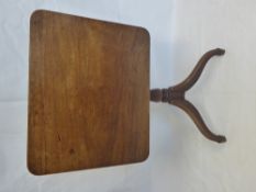 A Georgian Square Tilt Top Table, on tripod base and turned column, approx 76 x 62 x 71 cms