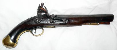 Naval Interest - George III .557 Sea-Service Flintlock Pistol, circa 1790, approx 23 cms barrel