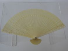 An Antique Chinese Carved Ivory Brisé Fan, approx 30 x 18 cms