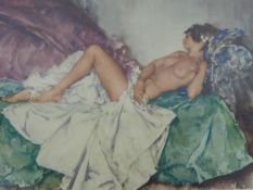 Sir Russell Flint, a limited edition print, depicting a reclining nude, nr 215/850 approx 71 x 87