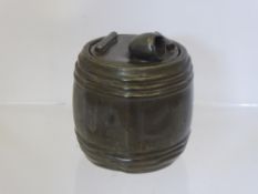 An Antique Lead Tobacco Jar, with lead press inside.