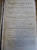 Three Antique Books, including Samuel Johnson 5th Edition Dictionary of the English Language; Thomas