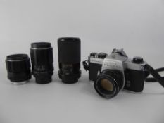 Pentax Spotmatic SP Body and Lenses, Pentax 55/2 Super-Taklumar,105/2.8 Hood, Case and Caps,