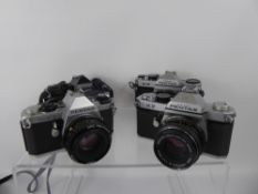 Pentax Cameras, ME-Super (winder stuck), 28-50 Vivitar, ME-F 50/2 'A' (lenses nof, unable to open