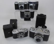 Zeiss Ikon Cameras Contessa LBE, 2 x Contaflex II (1 original, 1 late), 4 cased Proxars, 75/4