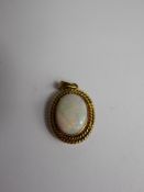 A Lady's 18 ct Yellow Gold Opal Pendant, approx 15 x 10 mm, approx 4 gms.