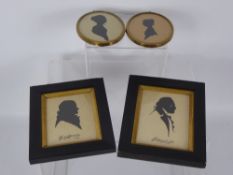 Four Framed Silhouettes, including one of Thomas Jefferson and one of George Washington. (4)