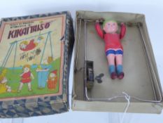 Rare Vintage Pre-War Japan KIKAITAISO Clockwork Wind-up Celluloid Acrobat Boy, in the original box.