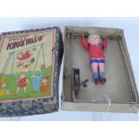 Rare Vintage Pre-War Japan KIKAITAISO Clockwork Wind-up Celluloid Acrobat Boy, in the original box.