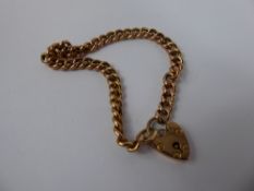 A Child's Antique 9 ct Golds Curb Link Bracelet, with heart shape clasp, approx 5 gms.