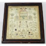 An Antique Dutch Sampler, approx 38 x 40 cms.