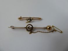 An Edwardian 9 ct Gold Tested Seed Pearl Brooch, together with a 9 ct (tested) brooch, approx 5.3