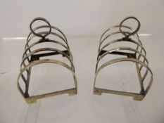 A Pair of Silver Toast Racks, Birmingham hallmark, dated 1935/36, mm D & F, approx 80 gms