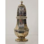 A Silver Sugar Caster, London hallmark, dated 1899, makers mark rubbed, approx 240 gms