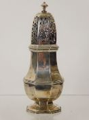 A Silver Sugar Caster, London hallmark, dated 1899, makers mark rubbed, approx 240 gms