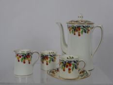 A Salon China 'Ascot' Coffee Set, comprising six cups and saucers, milk jug, sugar bowl, hand