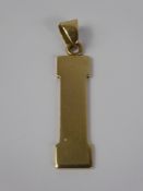 A 9ct Yellow Gold Pendant, depicting the letter I, approx 4 gms