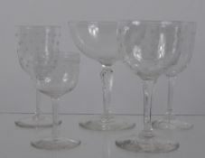 A Quantity of Victorian Sherry Glasses, various sizes and design, together with two plain