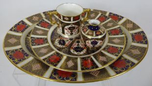 A Royal Crown Derby Oval Meat Plate, Imari Pattern, nr 1128, approx 41 x 31 cms together with one