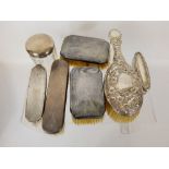 An Art Deco Dressing Table Set, including two hair brushes, two clothes brushes and a lady's