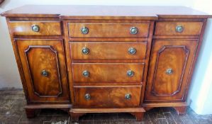 A Mahogany Effect Reproduction Miniature Break Front Sideboard, the sideboard having four