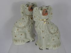 Two Staffordshire Style Spaniel Dogs, approx 23 cms high, marked '3' to base.