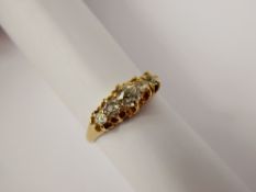 A Lady's Antique 18 ct Yellow Gold Diamond Ring, approx 70 - 80 pts old cut dias, size P, approx 3.8