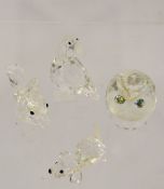 A Small Quantity of Swarovski Crystal Animals, including goose, squirrel, owl and puppy.