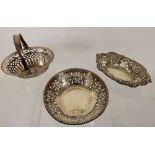 Two Silver Bon Bon Dishes, with pierced decoration, Sheffield hallmark mm Walker & Hall,
