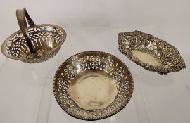 Two Silver Bon Bon Dishes, with pierced decoration, Sheffield hallmark mm Walker & Hall,