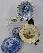 A Miscellaneous Collection of Antique Cabinet Plates, including two hand painted Copeland