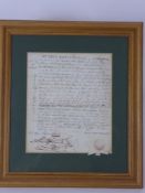 A Framed Document of a Bill of Exchange dated 1816, together with a dated letter signed by James