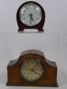 An Edwardian Oak Cased Mantel Clock, with French movement and Roman numerals, together with a
