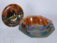 An Art Deco Bowl Wilkinson's 'Pans Garden', comprising fruit bowl and six small bowls.