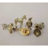 A Quantity of Sterling Silver Miniature Animals, including hedghog, foal, penguin, hippo,