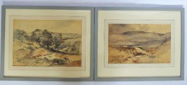 Arthur E. Davies RBA, RCA, 1893-1988, two pencil and wash drawings entitled 'Welsh Landscape',