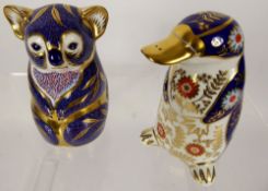 Royal Crown Derby Paperweights, 'Platypus' and 'Koala' to mark the 1988 Australian bicentenary