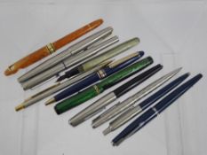 A Quantity of Vintage Pens, including Parker and Waterman. (11)