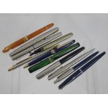 A Quantity of Vintage Pens, including Parker and Waterman. (11)