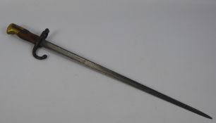 A French 19th Century Military Bayonet, engraved St Etienne Armory stamped 1877, standard pattern