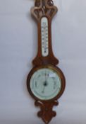 An Edwardian Oak Cased Banjo Barometer, approx 80 cms.