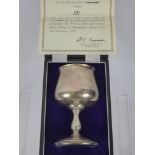 A Limited Edition Sterling Silver Chalice, to commemorate the 25th Anniversary of The Queen and