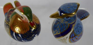 Royal Crown Derby Paperweights, 'Blue Jay' modelled by J. Ablitt, approx 9 cms together with a '