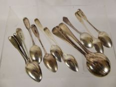 A Quantity of Scottish Silver Teaspoons, including Georgian silver tea spoons, Edinburgh hallmark,